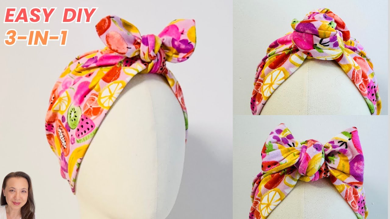 DIY Twist Bow Turban Cap |  Easy Stretch Pleated Turban