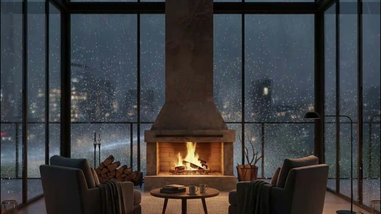🌧️🔥 7 Hours of Cozy Rain on Windows & Fireplace | Deep Relaxation