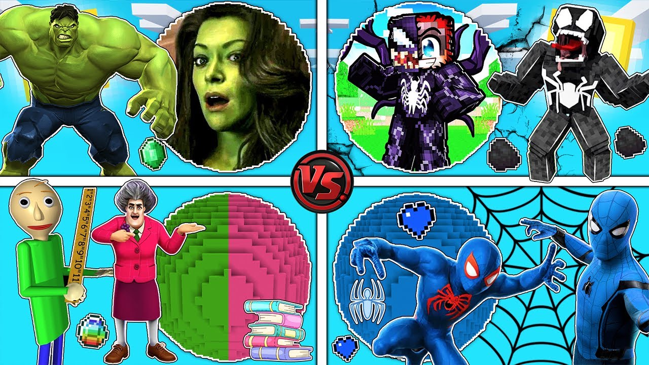 فلم ماين كرافت : كوكب منطاد عائلة سبايدرمان الازرق ضد المعلمين ضد فينوم ضد هالك !!؟ 🔥😱