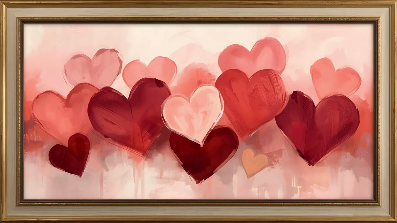 Vintage Hearts l Framed TV Art l 2 hour loop