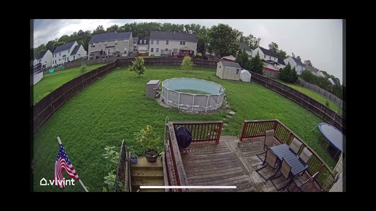 Security camera footage) severe thunderstorm at my house! 💨 50mph winds.