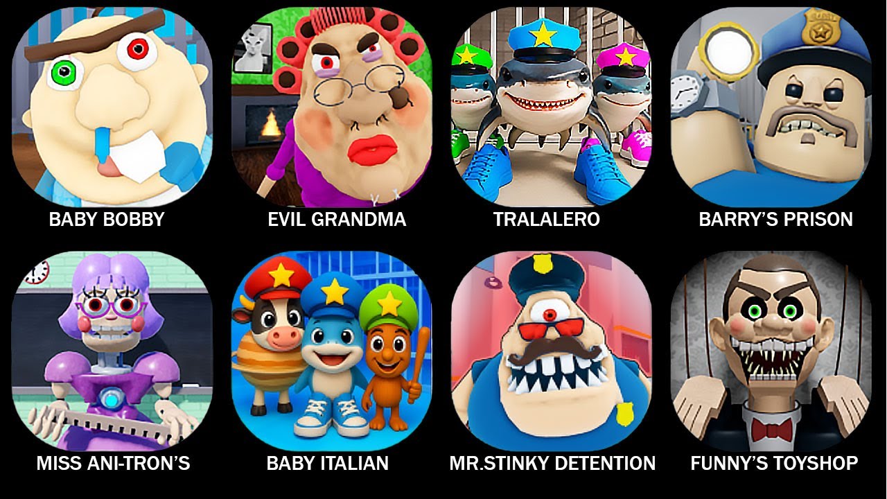 ROBLOX:ESCAPE BABY BOBBY DAYCARE! (OBBY),ESCAPE EVIL GRANDMA! (OBBY),TRALALERO TRALALA FAMILY#roblox
