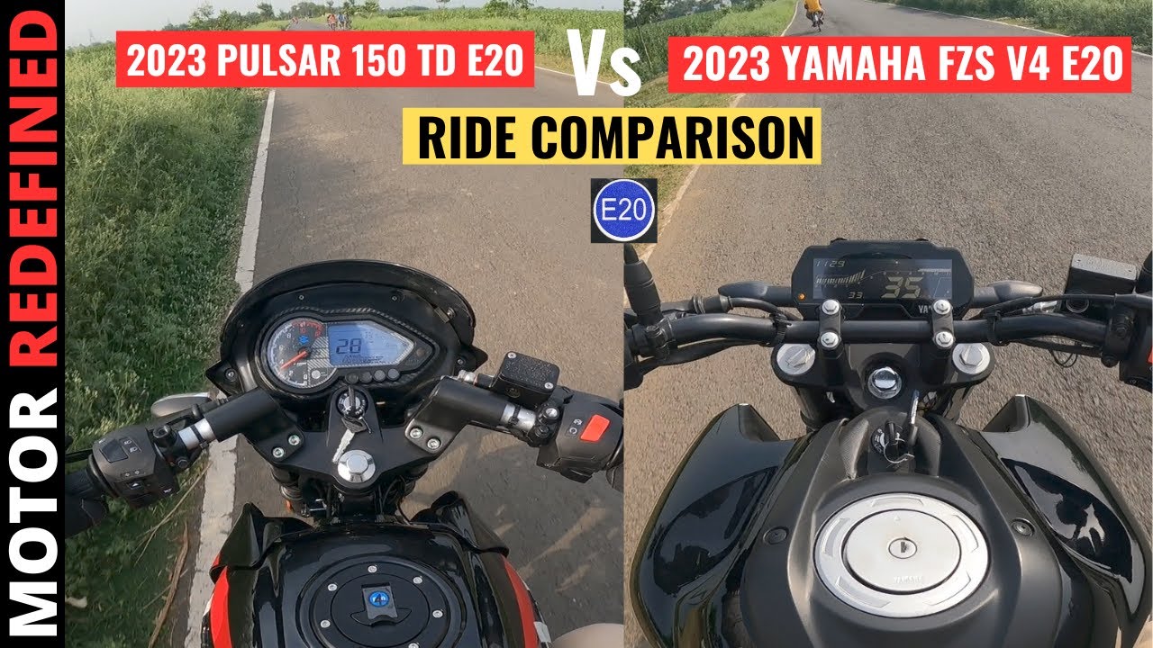 2023 Yamaha FZS V4 E20 Vs Bajaj Pulsar 150 TD E20 Ride Comparison | Which is better? Motor Redefined