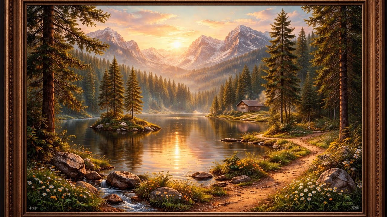4K Living Painting &ndash; Bavarian Forest Landscape in a Classical Frame | Relaxing Nature Video