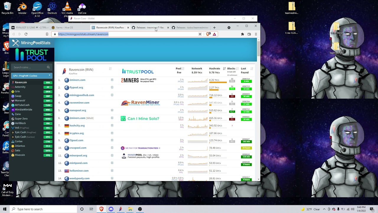 How to mine RavenCoin with RavenMiner.com, on T-Rex or teamredminer.