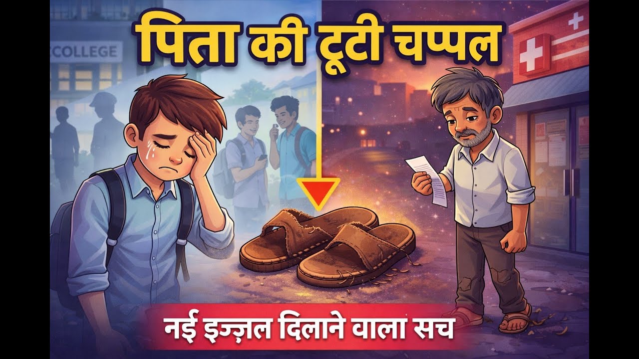 पिता की टूटी चप्पल | Pita ki Tuti Chappal | Hindi Kahaniya | Cartoon Story | Hindi Moral Story