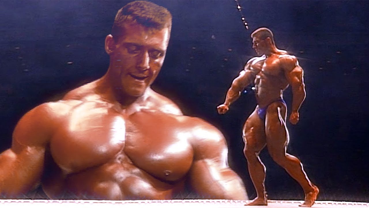 Gorgeous JEAN-PIERRE FUX posing at 1996 Mr Olympia