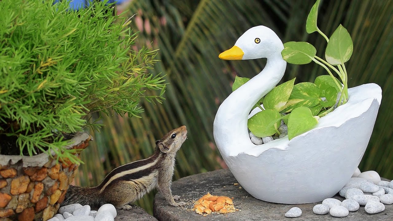How To Make A Swan Cement Planter At Home  | Cement Craft Ideas | swan Pot Making At home Decoration
