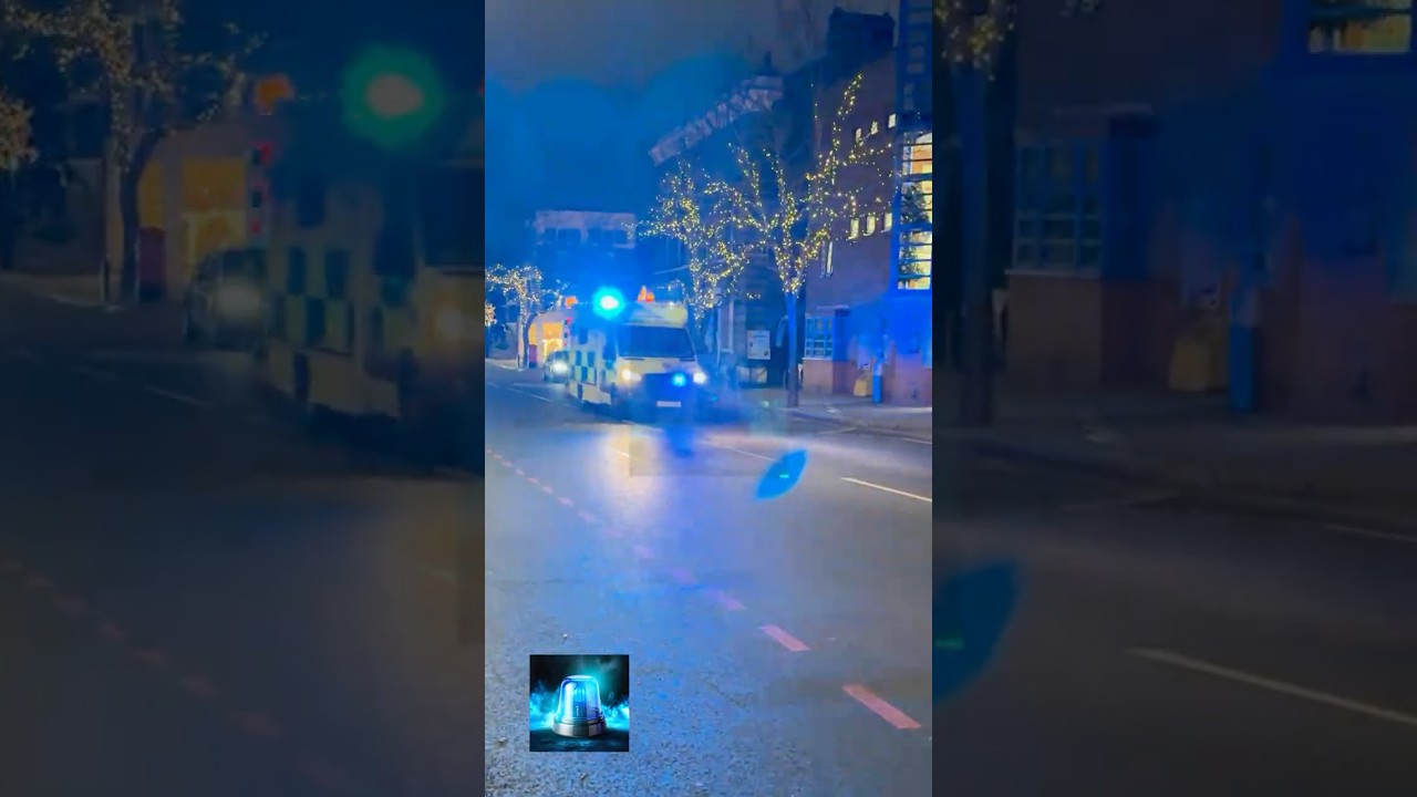Ambulance Responding under Christmas Lights