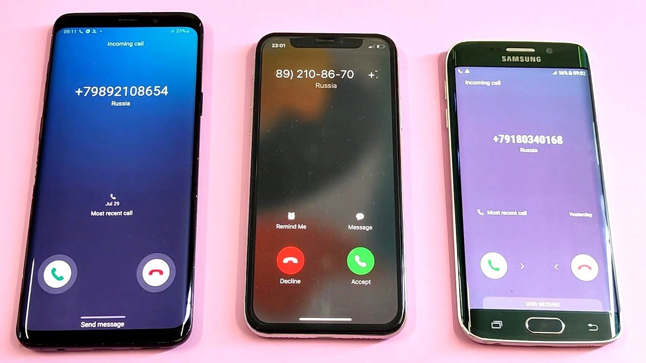 Samsung Galaxy S9 plus vs iPhone X vs Samsung Galaxy S6 edge incoming call & outgoing call