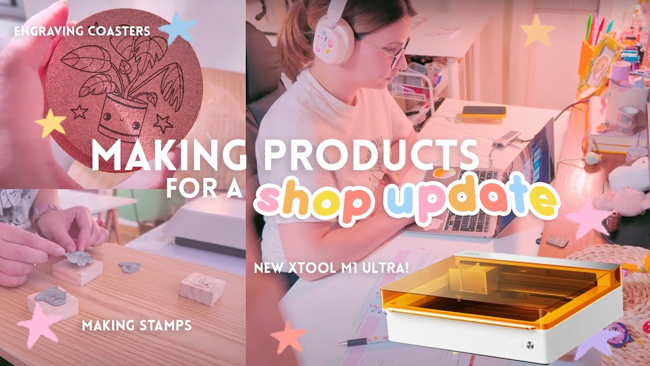Making New Products for a Shop Update, Trying out Laser engraving products 🛍👻 Small Business Vlog