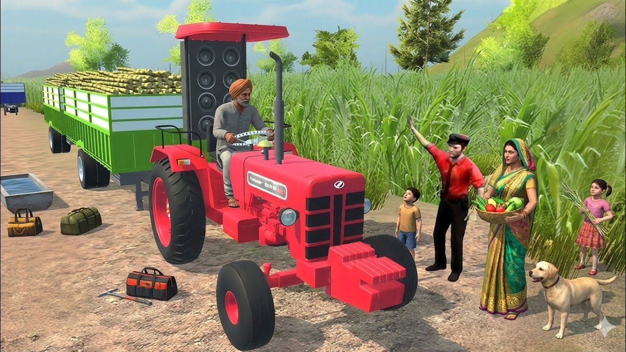 Indian tractor Wala game village tractor Trolley Transport Gameplay 