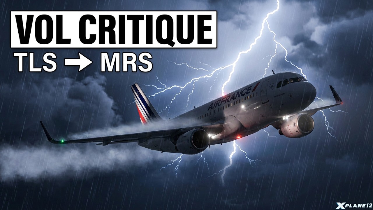 Vol complet A320 Toulouse - Marseille | Turbulences, Pluie & Mauvaise Météo | XP12