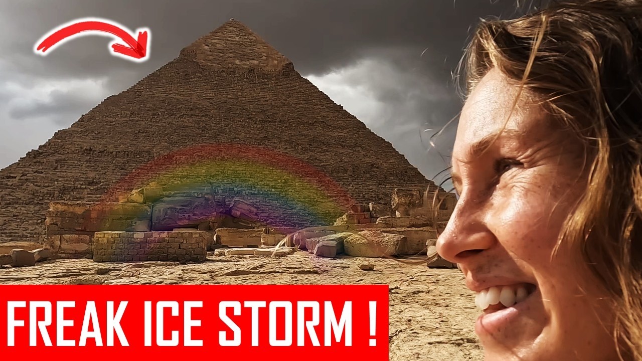Surviving an Ice Storm at The Giza Pyramids! 😱❄️