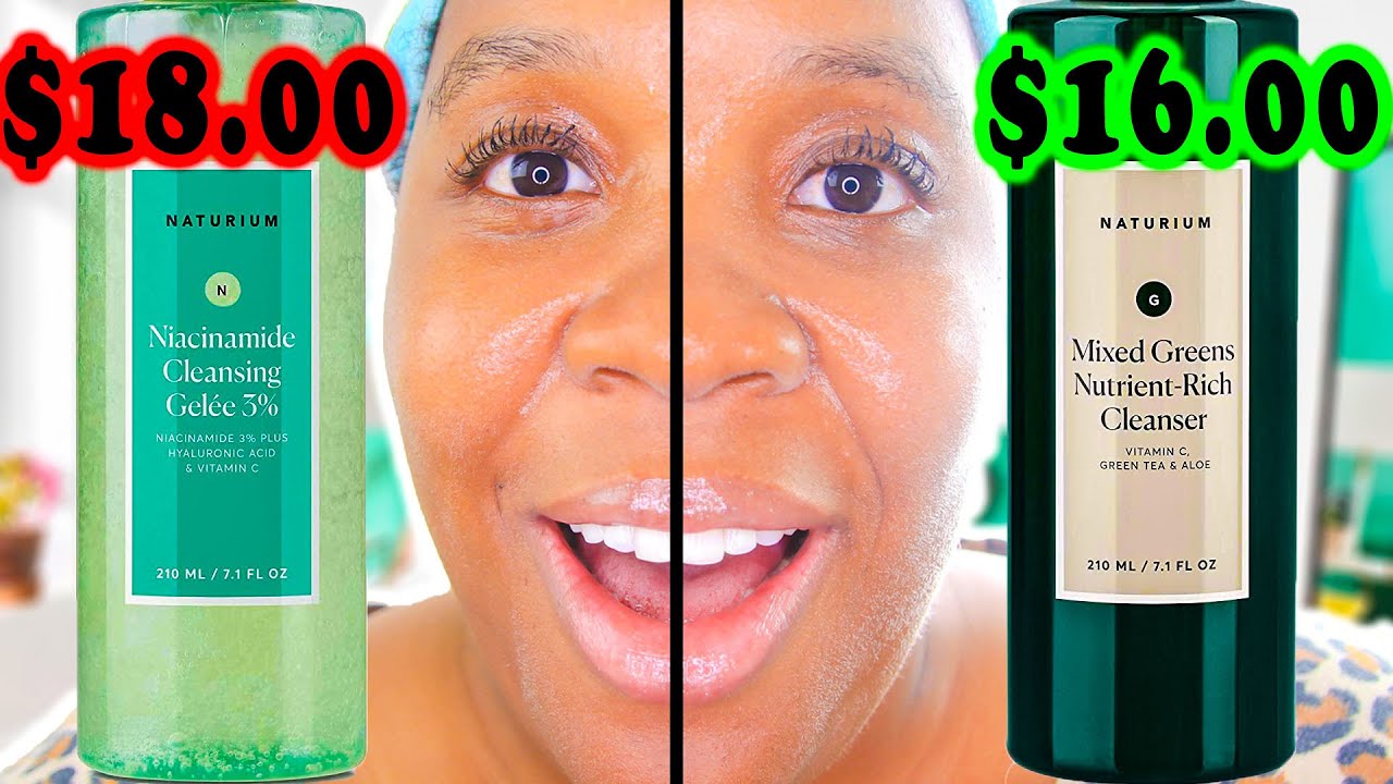 Очищающее средство Naturium Mixed Greens Cleanser против очищающего геля Naturium Niacinamide Cle...