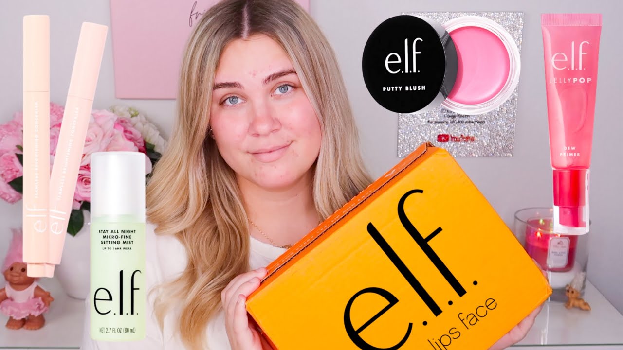 TRYING NEW ELF MAKEUP! FLAWLESS BRIGHTENING CONCEALER & MORE!