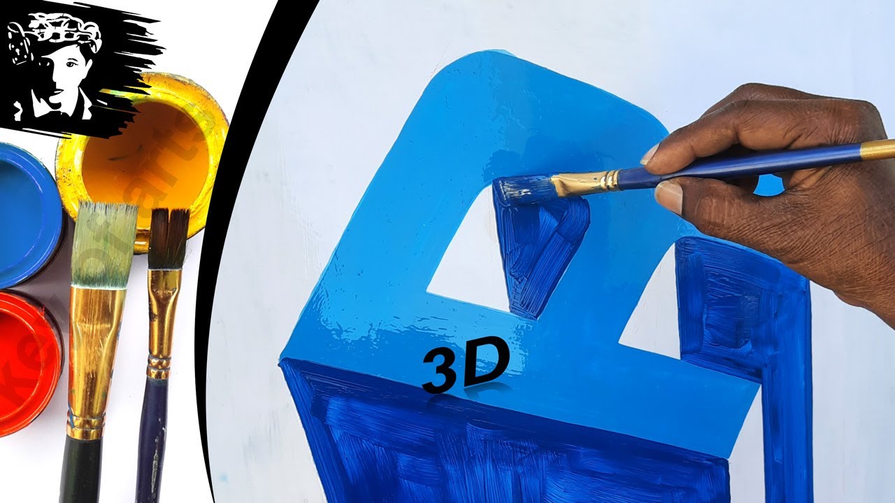Painting Design Realistic Letter R in 3D Writing English Fonts Shading - key of arts
