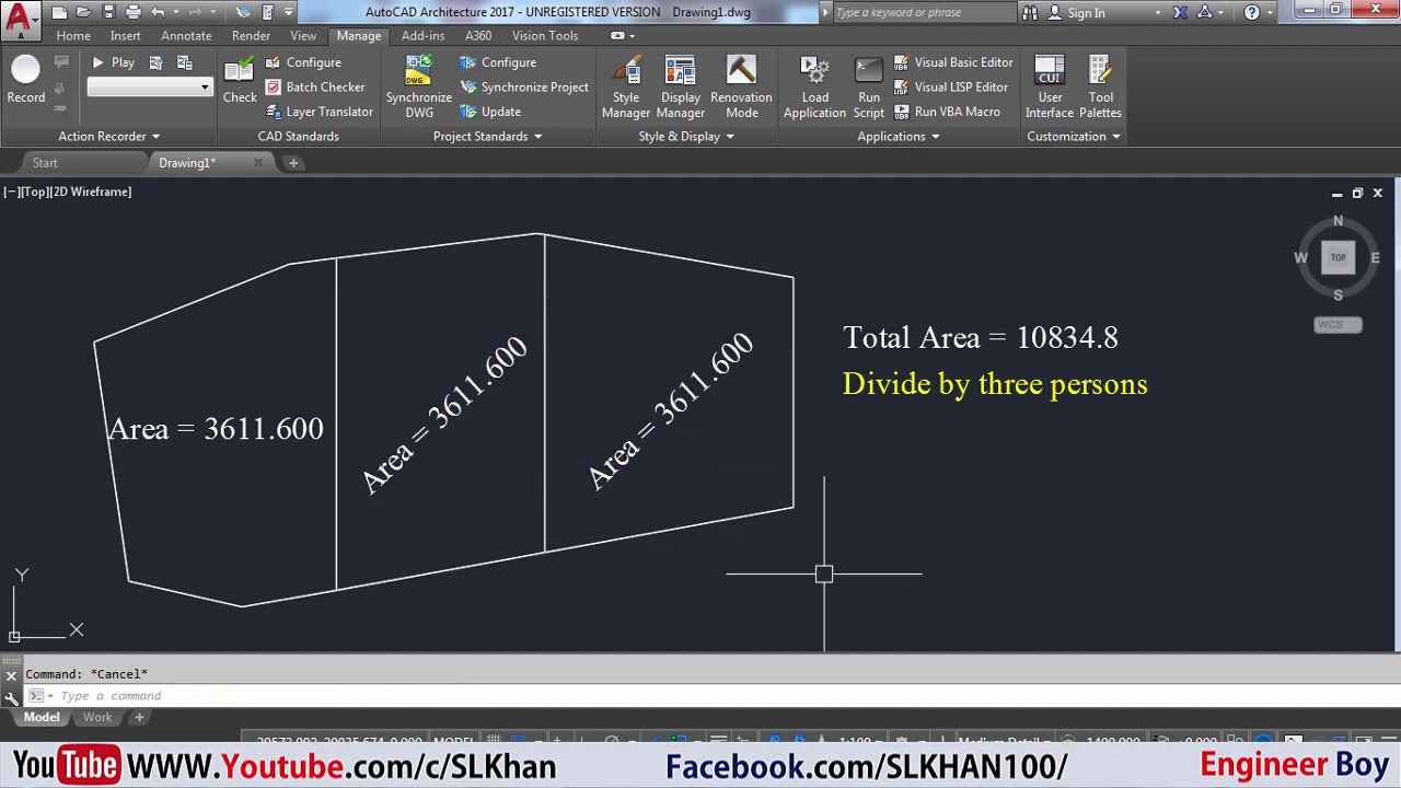 Divide area into equal parts #AutoCAD