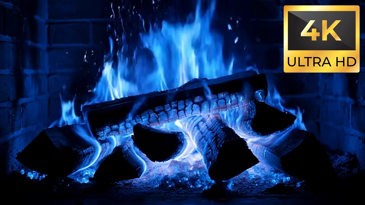Gothic Blue Flame Fireplace 4K &ndash; Dark Mysterious ASMR Fire Ambience for Sleep, Focus & Relaxation