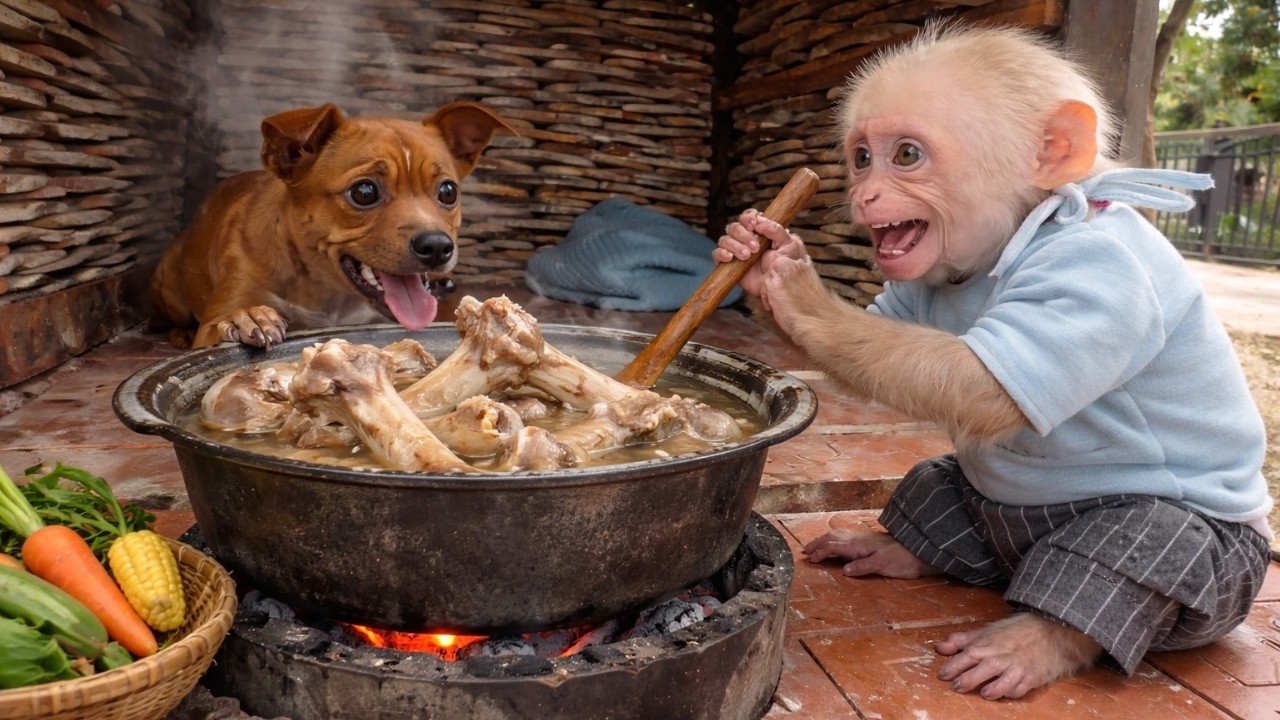 A Giant Bone Feast for Bon the Dog!