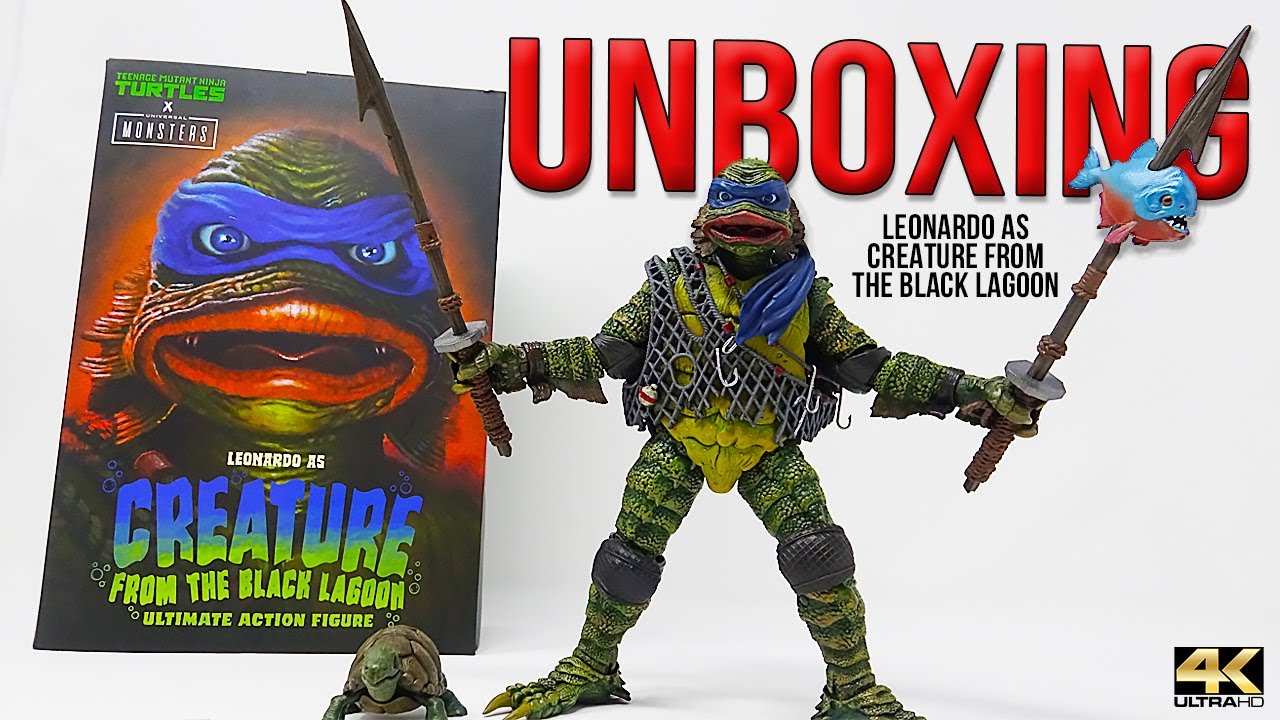 Unboxing Leonardo As Creature from the Black Lagoon Neca TMNT X Universal Monsters 4K