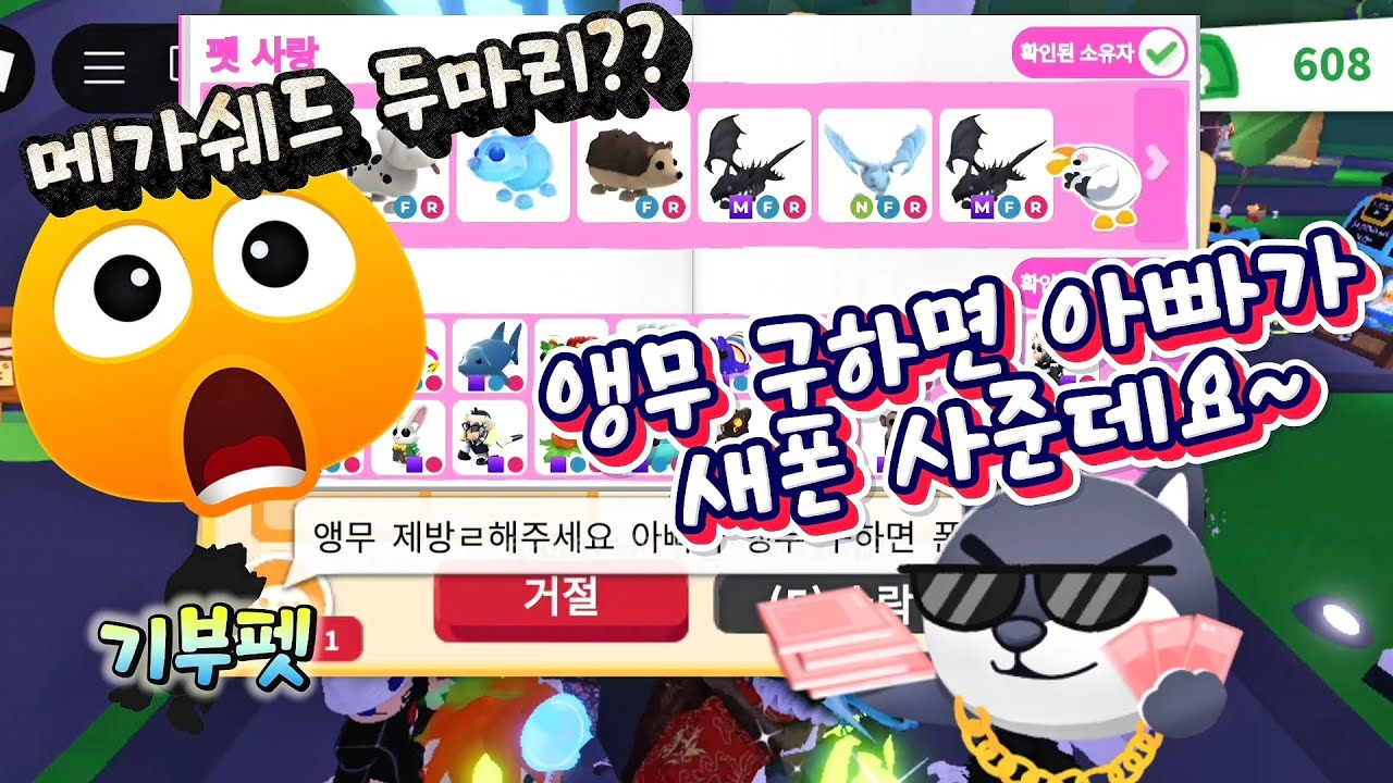 메가쉐드 두마리?? 찐부자가 앵무를 구하면 생기는일