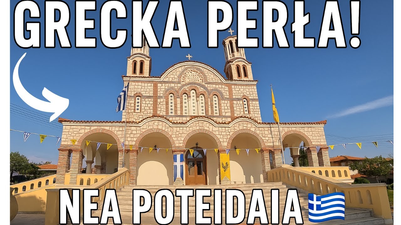 🇬🇷GRECKIE MIASTECZKO NAD MORZEM! Palmy Spacer po Nea Poteidaia Plaża Klify | GRECJA 2025, CHALKIDIKI
