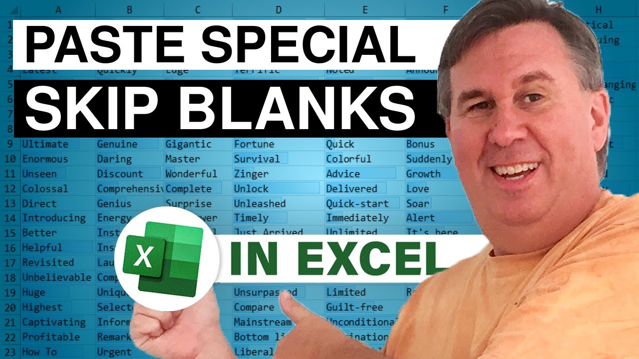 Excel - Paste Special, Skip Blanks: Episode 1559
