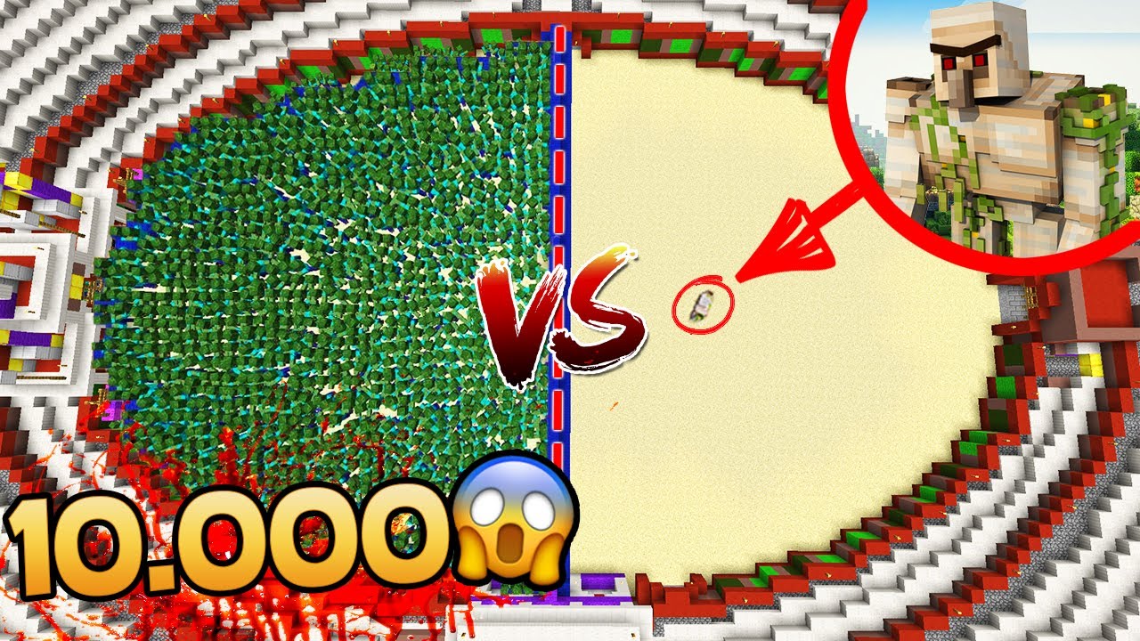 10.000 ZOMBIES VS 1 GOLEM MUTANTE 😱 MINECRAFT ROLEPLAY ARENA #2
