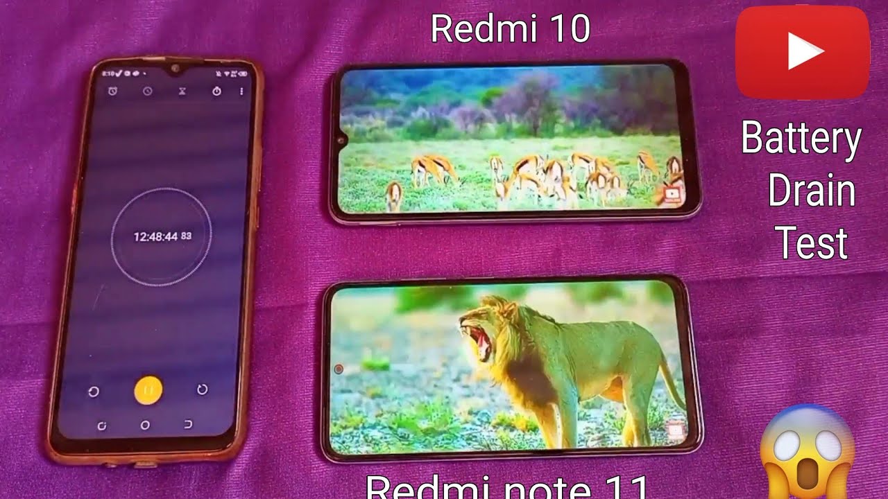 Redmi 10 VS Redmi Note 11 YouTube Battery Drain Test ( 100 To 0% ) || Youtube Battery Drain Test