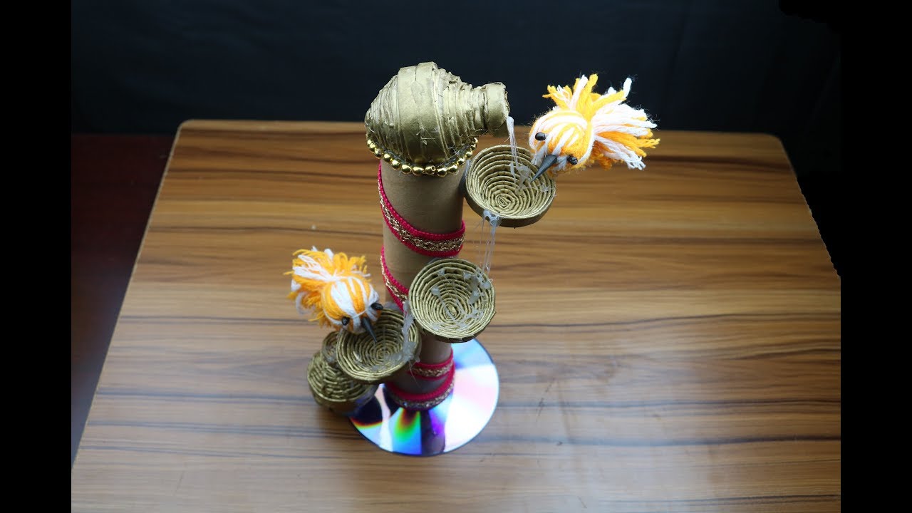 Newspaper craft idea 👌 Diy Newspaper waterfall showpiece 👌make a crafting water flow #beautycrafts