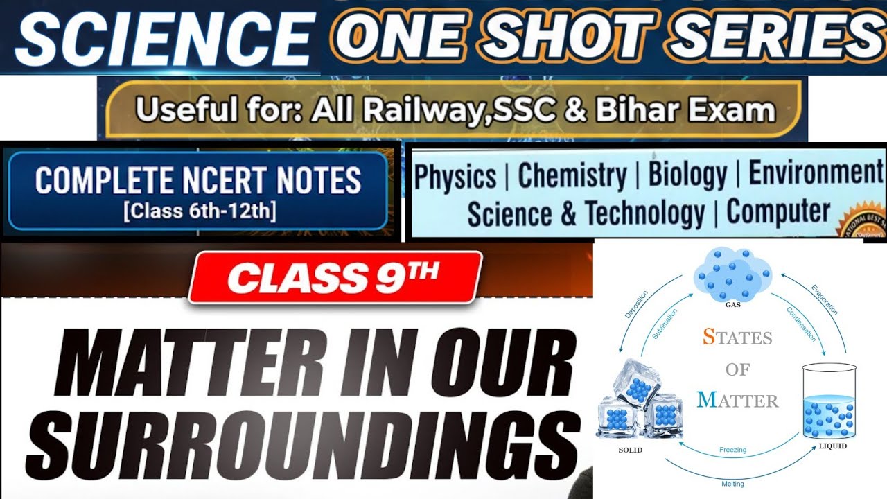 🔥1.State of Matters One Shot✅ Class 9th Chemistry One Shot🏆[RAILWAY,SSC &BIHAR EXAM] #railwayscience