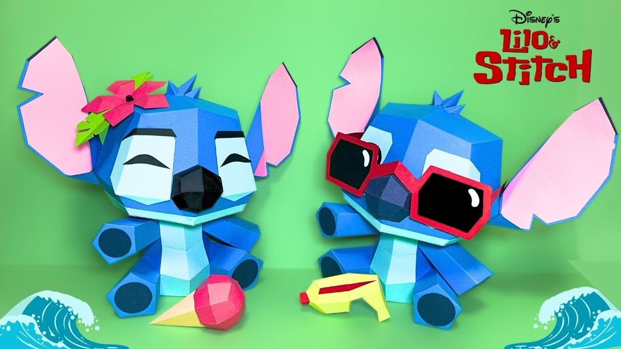 COMO HACER UN STITCH DE PAPEL 🌺  PAPERCRAFT MUY FÁCIL -  LILO STITCH - Tutorial OHANA PAPERKING