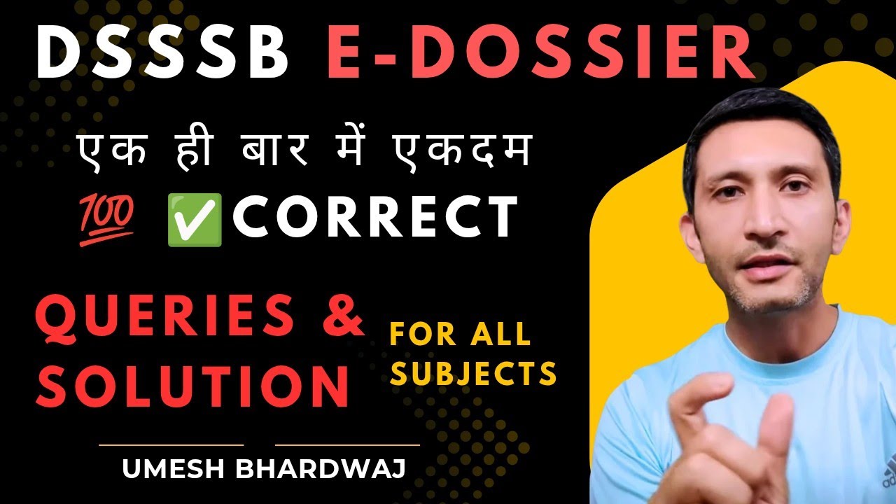 #dsssb #tgt Results & E-dossiers | One-shot solutions | #umeshbhardwaj