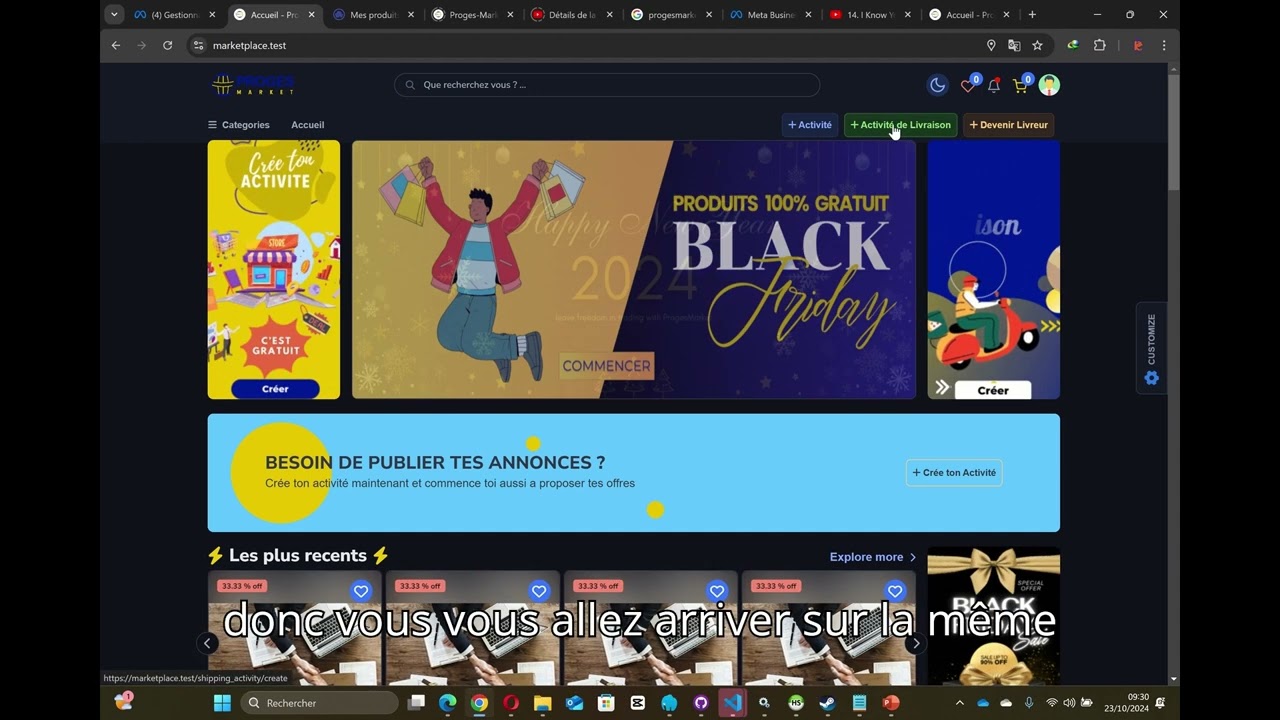 Comment créer une activité de livraison sur ProgesMarket