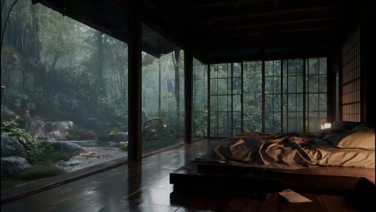 Rainy Day Inside a Glass Cabin 🌲 Soft Piano for Study & Relaxation