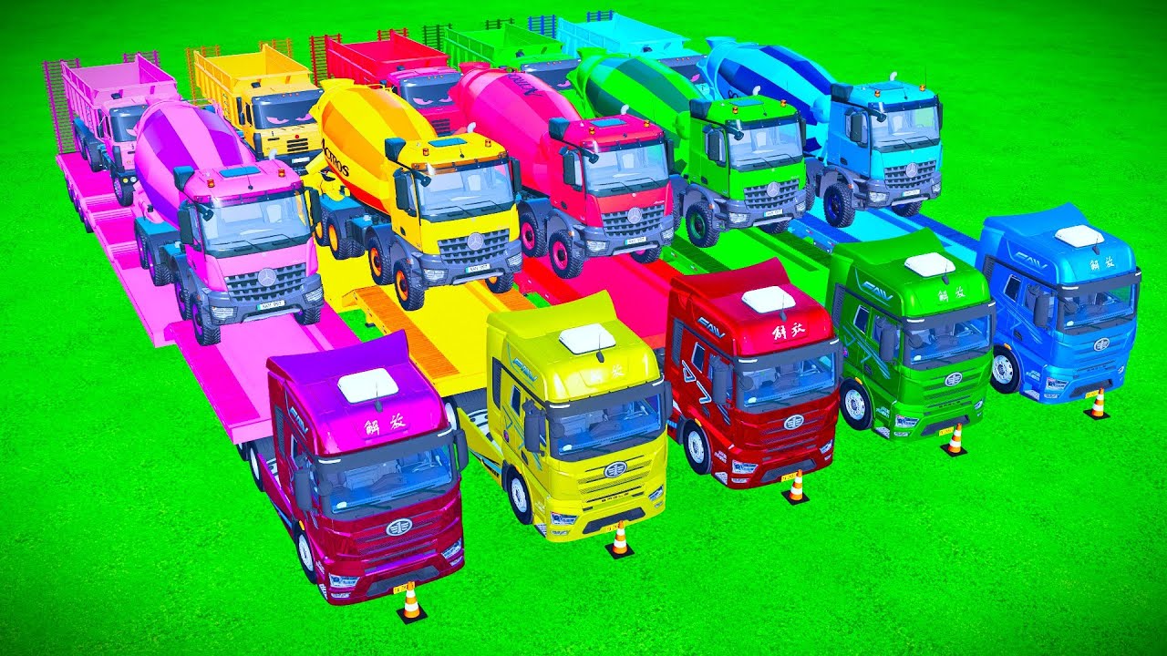 TRANSPORTING MIXER TRUCKS, DUMP TRUCKS, AMBULANCE WITH FAW TRUCKS ! Farming Simulator 22