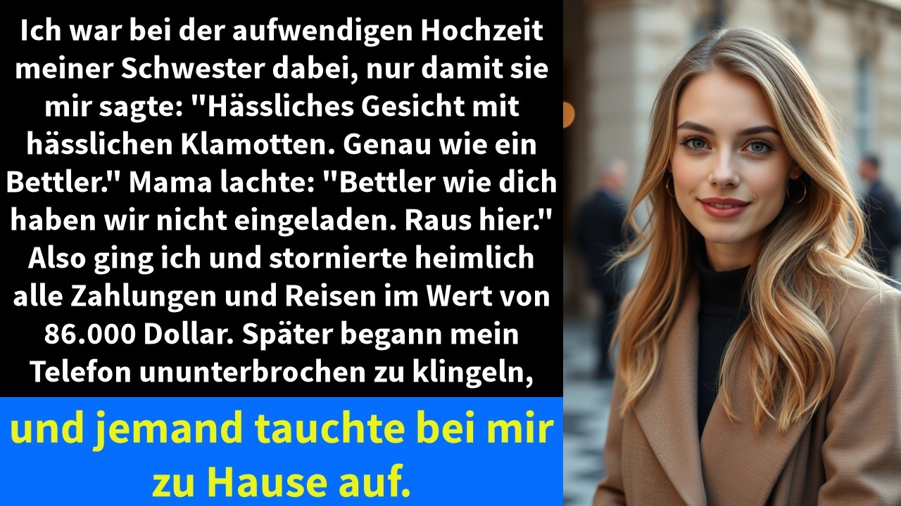 Ich war bei der aufwendigen Hochzeit meiner Schwester dabei, nur damit sie mir sagte: