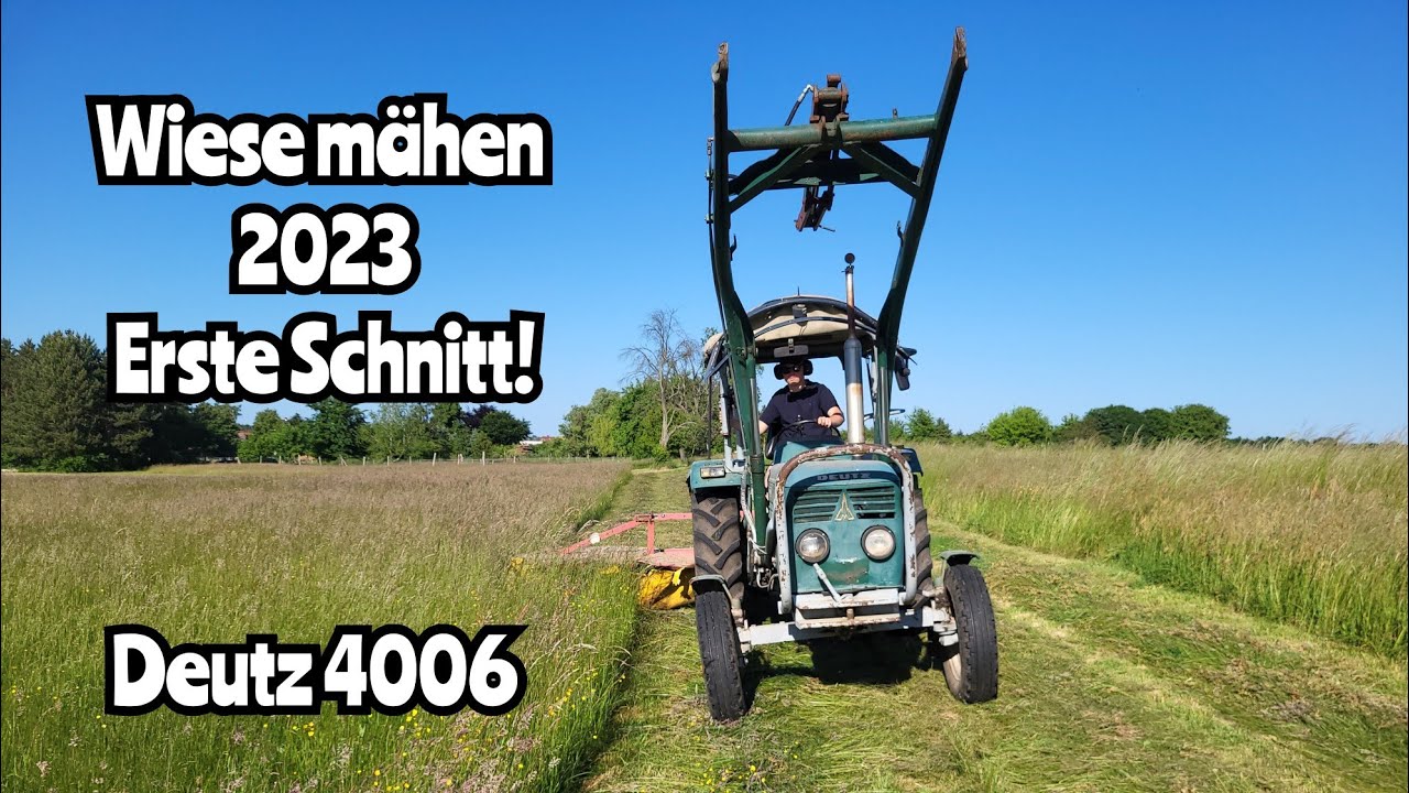 Wiese mähen 2023 | 1. Schnitt | Deutz 4006 | es geht los | Kosiarka Rotacyjna Z 042