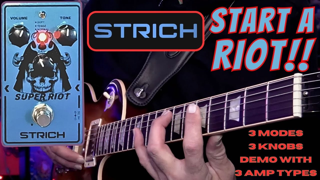The Strich Super Riot High Gain Distortion Pedal. Dialing it in with 3 Preamp Sounds.