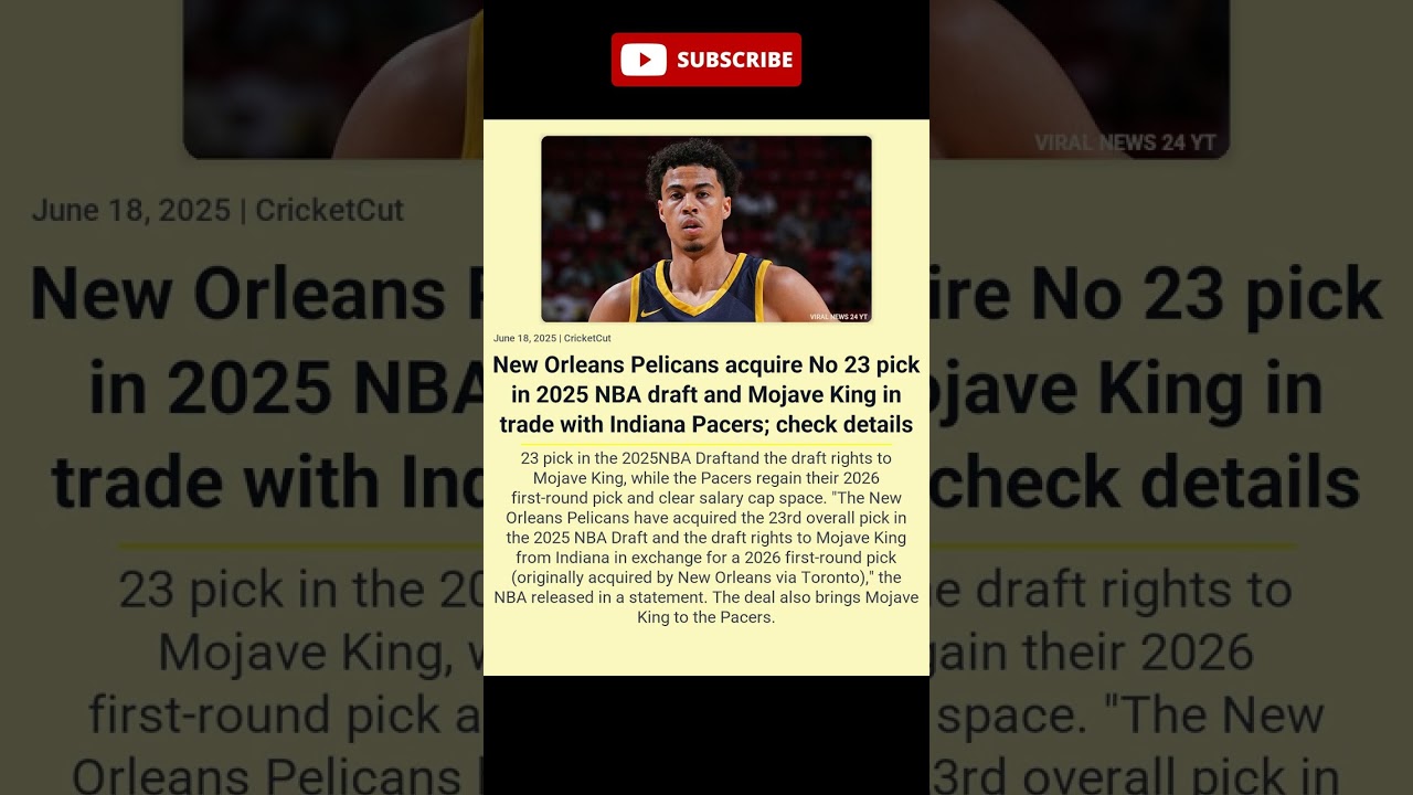 New Orleans Pelicans acquire No 23 pick in 2025 NBA draft and Mojave King in trade with Indiana P...