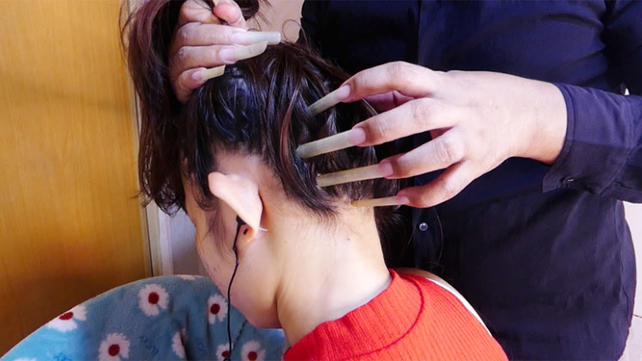 Aggressive ASMR Head Scratching Massage & Her Itchy Real Sounds For Relaxation