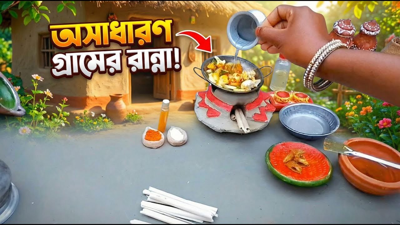 পুতুল খেলার চুলায় আসল রান্না! 😱 Miniature Village Cooking