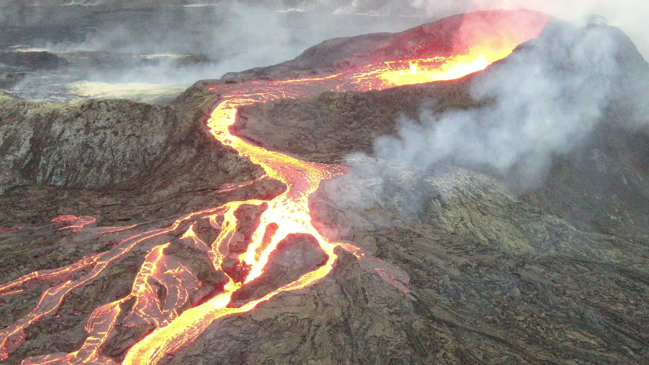 Drone Video of Iceland Geldingadalir Volcano