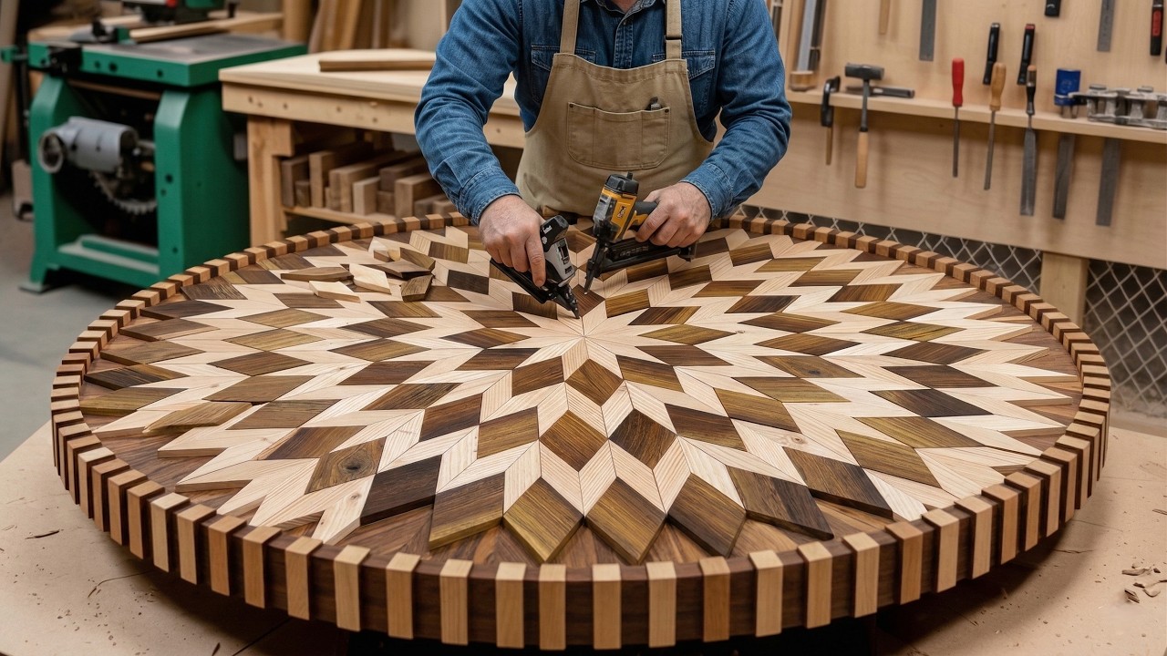 Crafting an Artistic Coffee Table with Small Wood Pieces | Creative Woodworking Idea