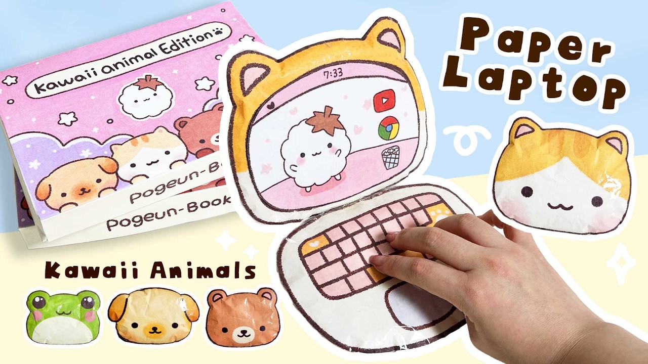 Kawaii Animal Laptop DIY ✨ Free Coloring Template + Tutorial