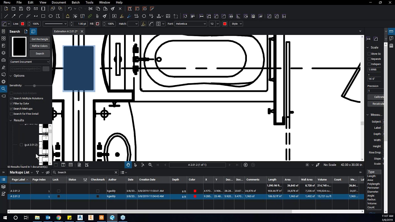 Bluebeam Revu Measurements and Quantities Take Offs