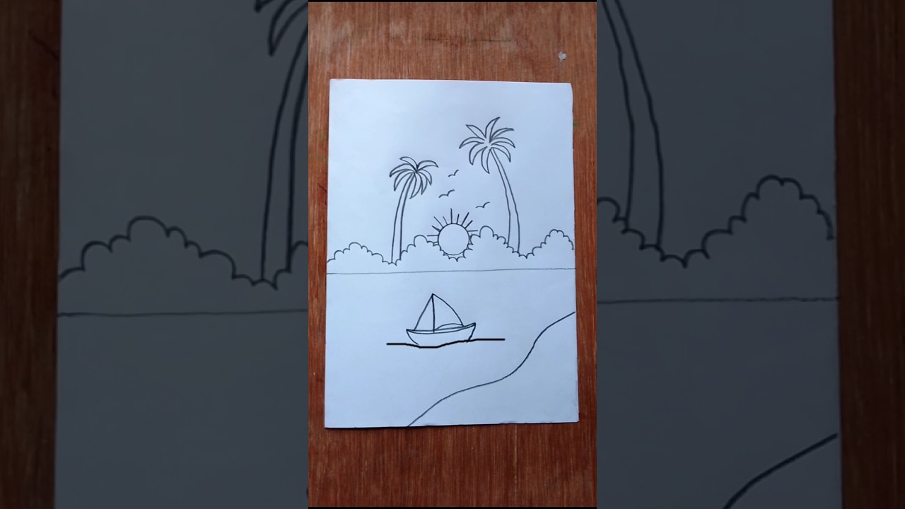 Very easy Nature drawing #drawing #nature #sunrise #sunset