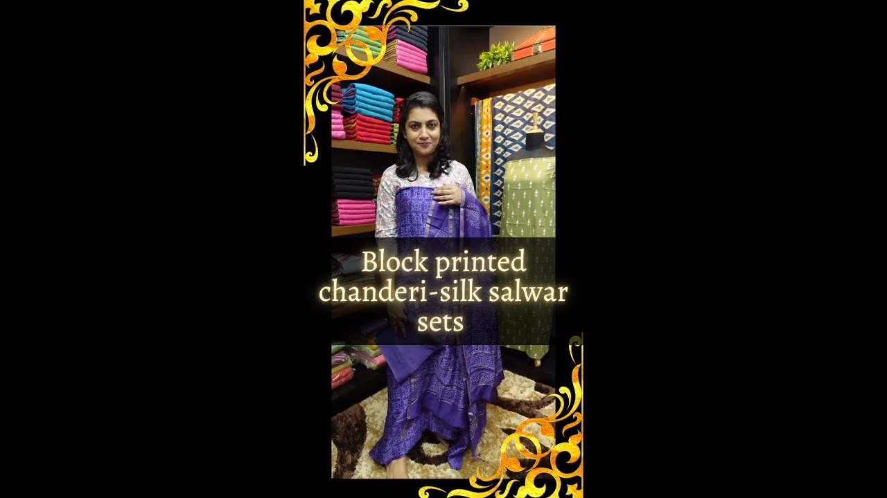 Block printed chanderi-silk salwar sets