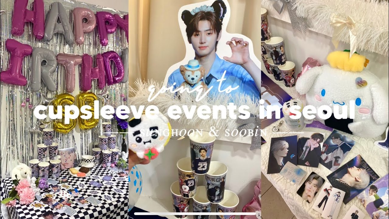 🎂 Sunghoon & Soobin cupsleeve/birthday event in Seoul Korea | cafe hopping experience Enhypen TXT